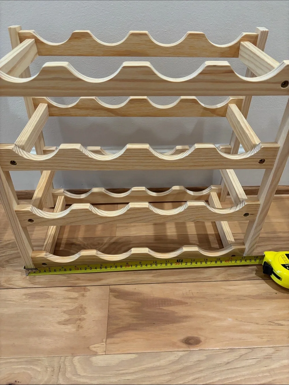 Natural Wood 4-Tier Wine Rack